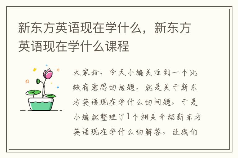 新东方英语现在学什么，新东方英语现在学什么课程