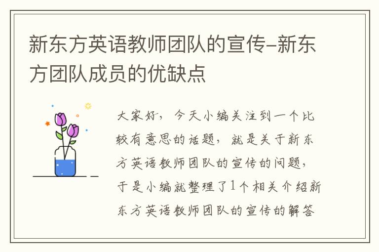 新东方英语教师团队的宣传-新东方团队成员的优缺点