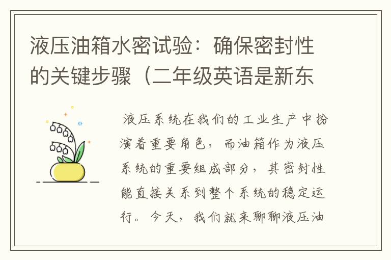 液压油箱水密试验：确保密封性的关键步骤（二年级英语是新东方好还是学而思）