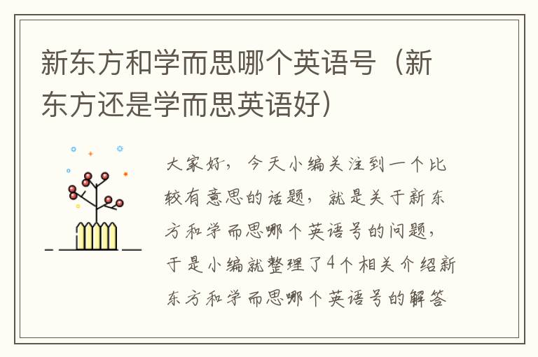 新东方和学而思哪个英语号（新东方还是学而思英语好）