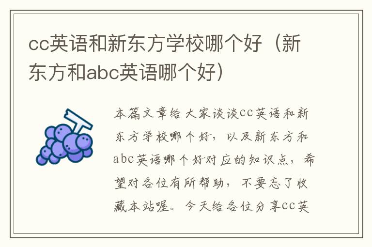 cc英语和新东方学校哪个好（新东方和abc英语哪个好）