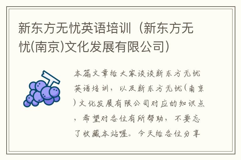 新东方无忧英语培训（新东方无忧(南京)文化发展有限公司）