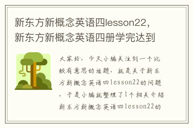 新东方新概念英语四lesson22，新东方新概念英语四册学完达到几级