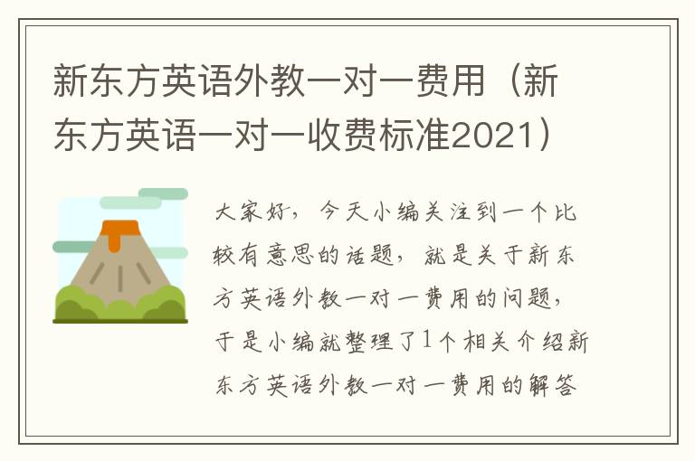 新东方英语外教一对一费用（新东方英语一对一收费标准2021）