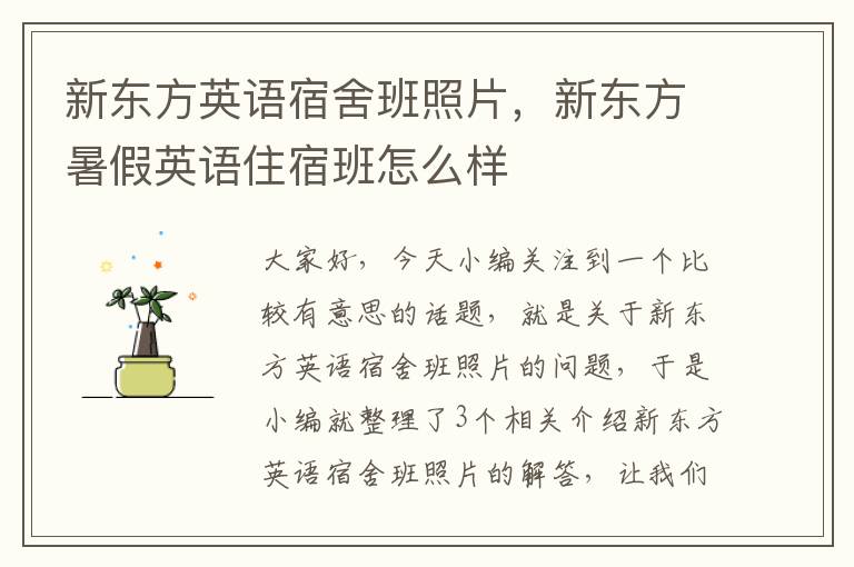 新东方英语宿舍班照片，新东方暑假英语住宿班怎么样