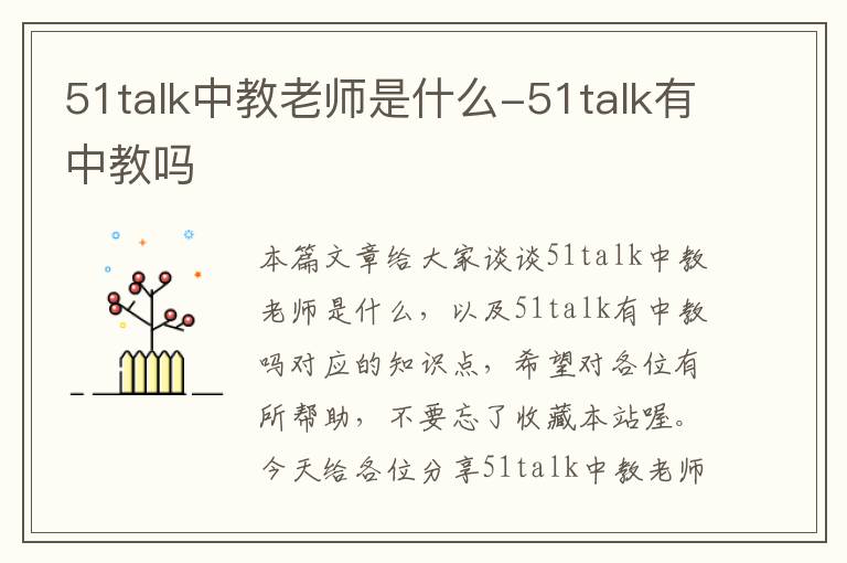 51talk中教老师是什么-51talk有中教吗