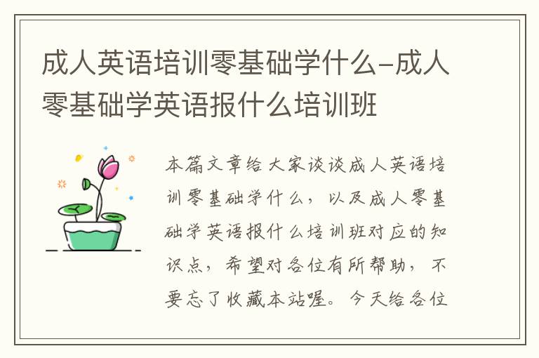 成人英语培训零基础学什么-成人零基础学英语报什么培训班