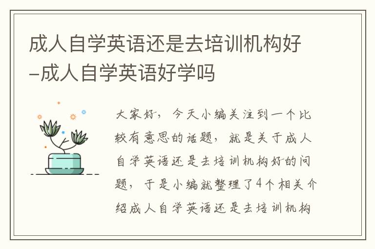 成人自学英语还是去培训机构好-成人自学英语好学吗