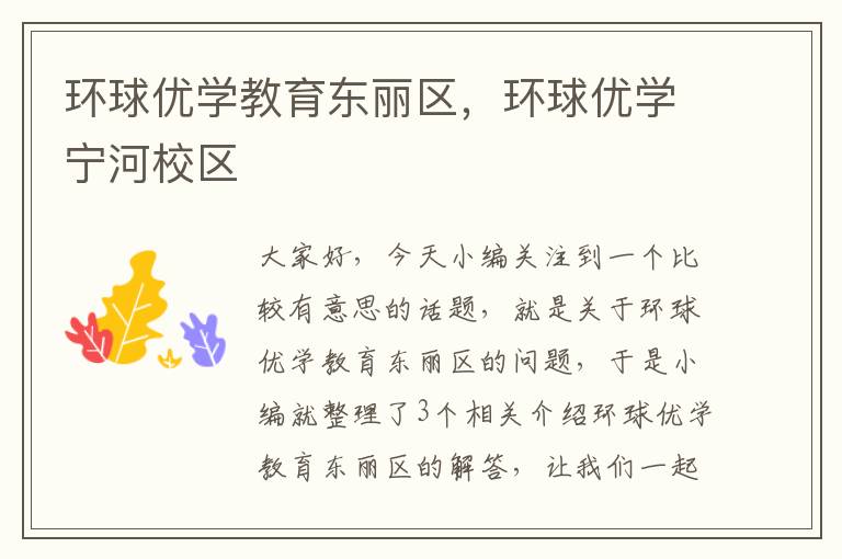 环球优学教育东丽区，环球优学宁河校区