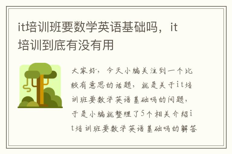 it培训班要数学英语基础吗，it培训到底有没有用