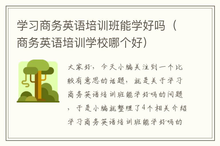 学习商务英语培训班能学好吗（商务英语培训学校哪个好）