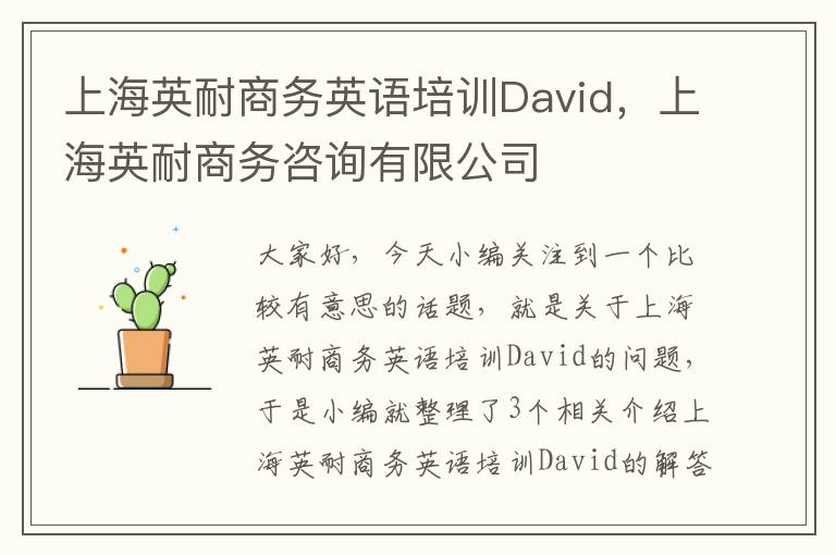 上海英耐商务英语培训David，上海英耐商务咨询有限公司