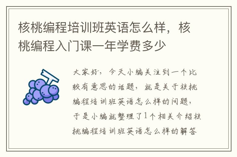 核桃编程培训班英语怎么样，核桃编程入门课一年学费多少