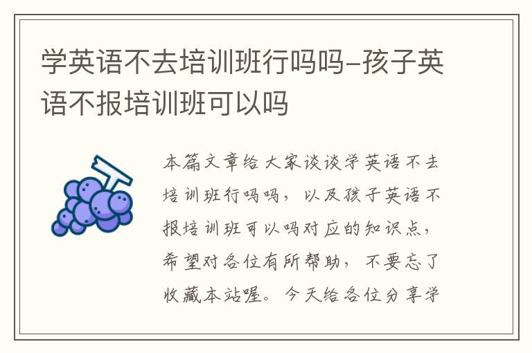 学英语不去培训班行吗吗-孩子英语不报培训班可以吗