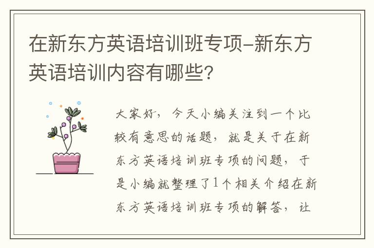 在新东方英语培训班专项-新东方英语培训内容有哪些?