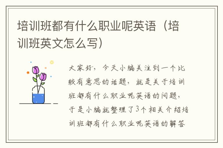 培训班都有什么职业呢英语（培训班英文怎么写）