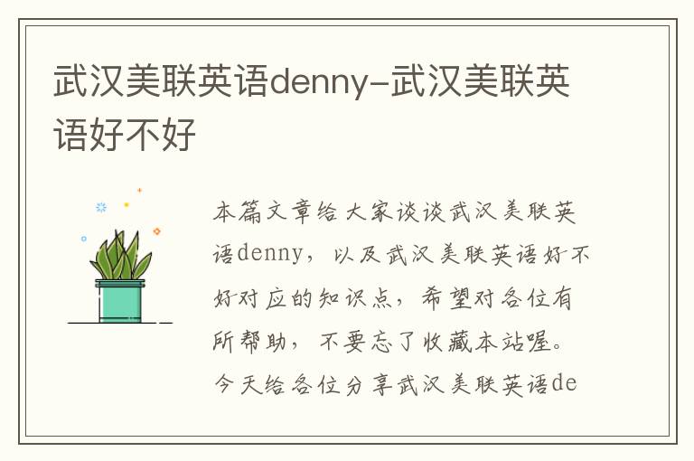 武汉美联英语denny-武汉美联英语好不好