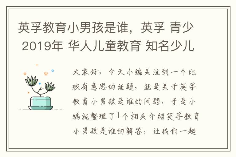 英孚教育小男孩是谁，英孚 青少 2019年 华人儿童教育 知名少儿英语品牌